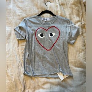NWOT Comme des Garcons Play Crop Tee - Grey - Small (never worn)